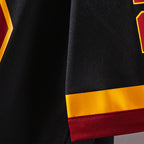 Product details Short-sleeve of Custom Washington Black Football Jersey showing stitched logos, fabric and customization options By Athletrio