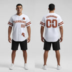Front and back view of Custom White Football Baseball Jersey with Personalized Name and Number – Athletrio