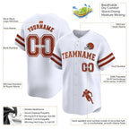 Product details of Custom White Football Baseball Jersey showing stitched logos, fabric and customization options By Athletrio