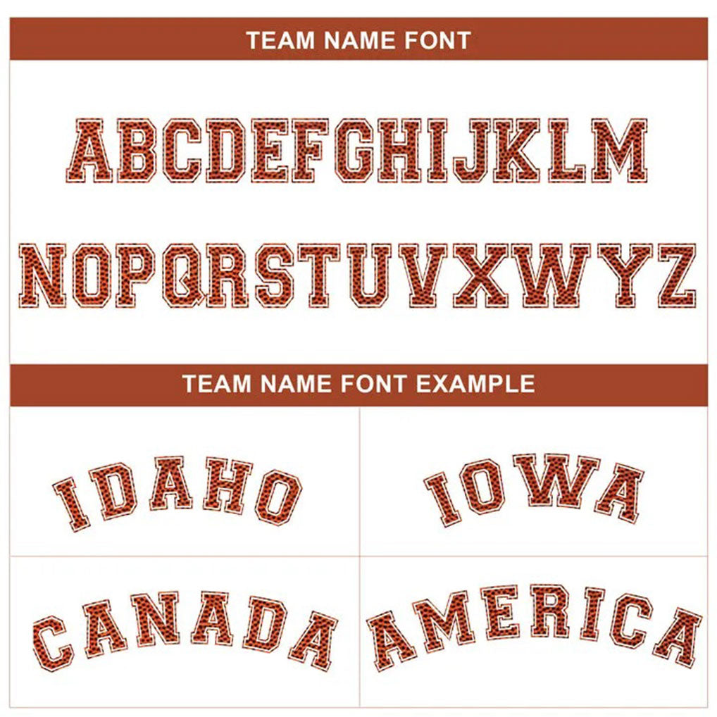 Team name font options for Custom White Football Baseball Jersey