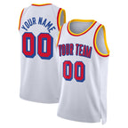 Angled view of Custom White Basketball Jersey – Designed By Athletrio