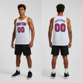 Front and back view of Custom White Basketball Jersey with Personalized Name and Number – Athletrio