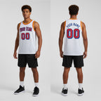 Front and back view of Custom White Basketball Jersey with Personalized Name and Number – Athletrio