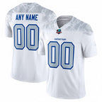 Angled view of Custom White Collection Limited Football Jersey – Designed By Athletrio