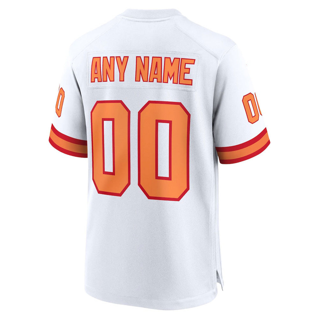 Back view of Custom White Football Jersey with Any Name and Number By Athletrio