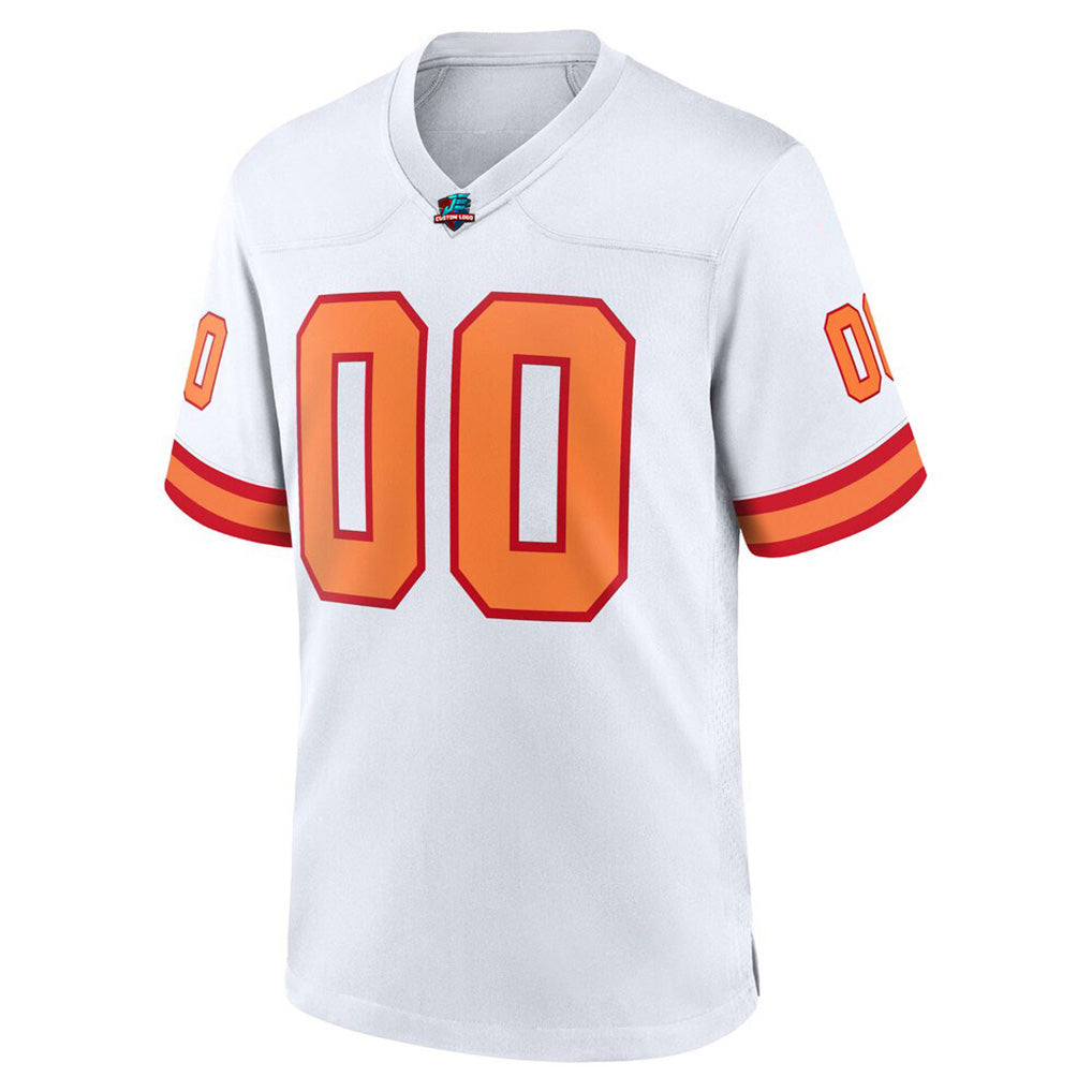 Close-up detail of Custom White Football Jersey Made By Athletrio