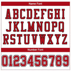 Player name and number font options for Custom White Red-Black Football Jersey