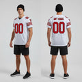 Front and back view of Custom White Red-Black Mesh Football Jersey with Personalized Name and Number – Athletrio