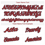 Team name font options for Custom White Red-Navy Baseball Jersey