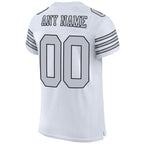 Back view of Custom White Silver-Black Mesh Football Jersey with Any Name and Number By Athletrio