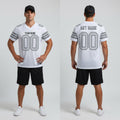 Front and back view of Custom White Silver-Black Mesh Football Jersey with Personalized Name and Number – Athletrio
