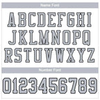 Player name and number font options for Custom White Silver-Black Mesh Football Jersey