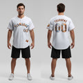 Front and back view of Custom White Texas Art Baseball Jersey with Personalized Name and Number – Athletrio
