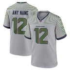 Angled view of Custom Wolf Gray Football Jersey – Designed By Athletrio