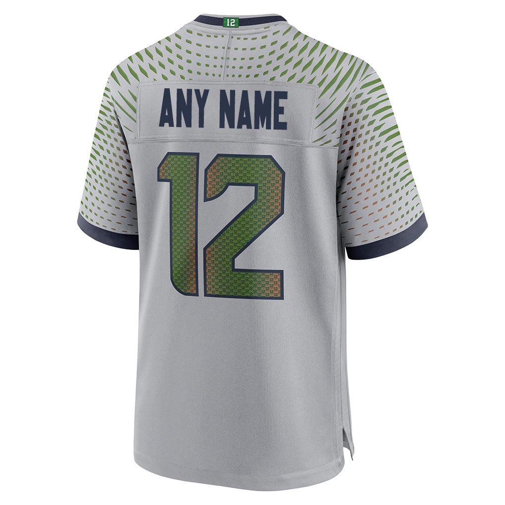 Back view of Custom Wolf Gray Football Jersey with Any Name and Number By Athletrio
