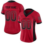 Angled view of women Custom Red Black-Gray Drift Football Jersey – Premium Stitch Style By Athletrio