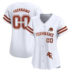 Angled view of women Custom White Football Baseball Jersey – Premium Stitch Style By Athletrio